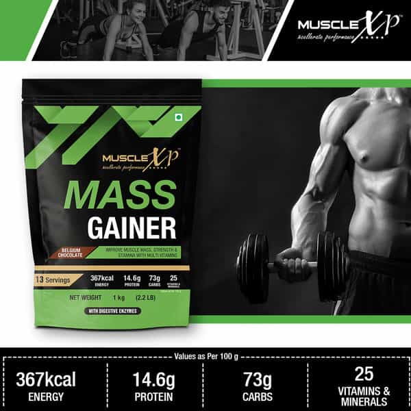 Musclexp Mass Gainer With 25 Vitamins And Minerals Protein Muscle Mass Gainer 1Kg Pouch (2.2 Lb)