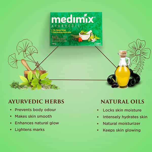 Medimix Ayurvedic Classic 18 Herbs Soap | 125 G (Pack Of 8)