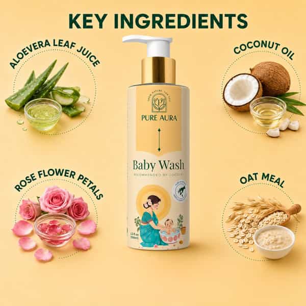 Pure Aura Baby Body Wash Ayurvedic Baby Wash With 12 Natural Herbs 200Ml