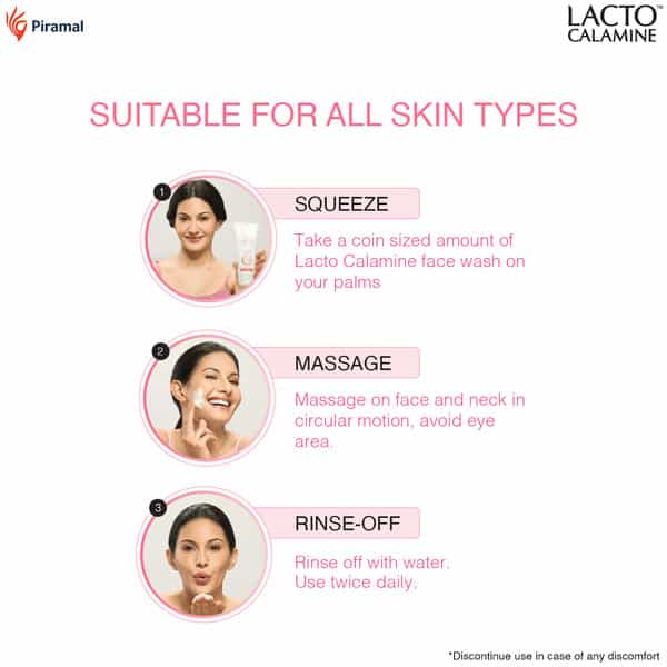 Lacto Calamine Face Wash Kaolin Clay With Niacinamide & Vitamin E For All Skin Type 100Ml