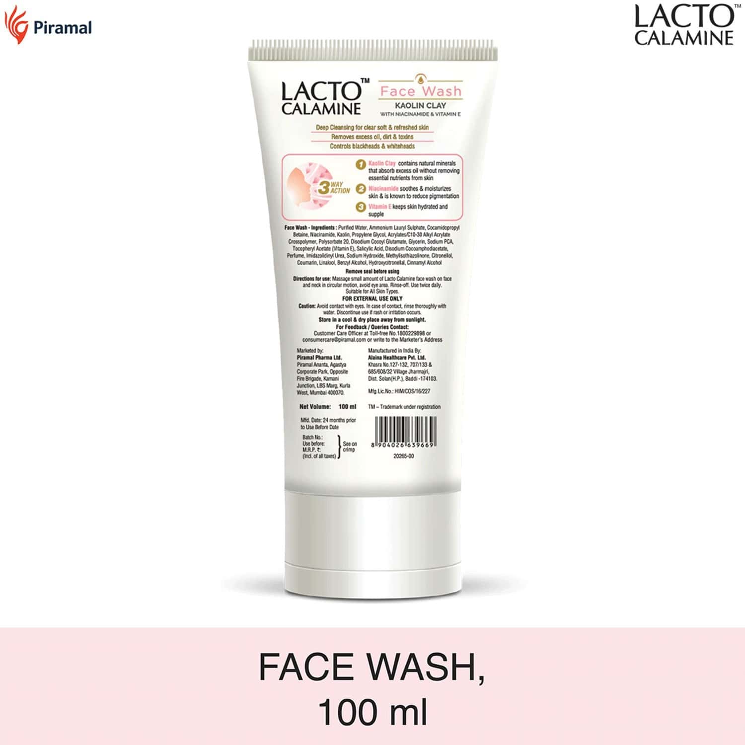 Buy LACTO CALAMINE FACE WASH WITH KAOLIN CLAY FOR OILY SKIN DEEP