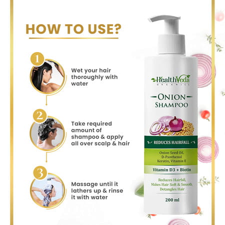 Health Veda Organics Onion Shampoo For Hair Growth & Hair Fall Control (200 Ml)