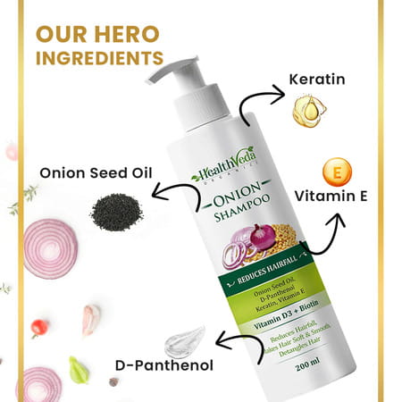 Health Veda Organics Onion Shampoo For Hair Growth & Hair Fall Control (200 Ml)