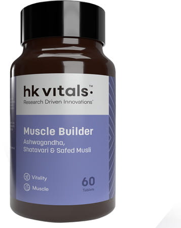 Hk Vitals Muscle Builder (60 Tabs) | With Ashwagandha | Shatavari | Safed Musli | Strength