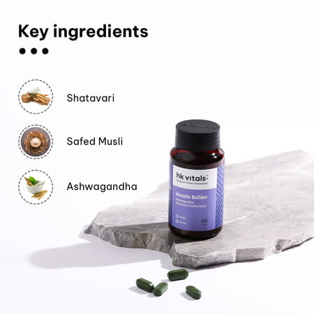 Hk Vitals Muscle Builder (60 Tablets) | Blend Of Ashwagandha | Shatavari And Safed Musli