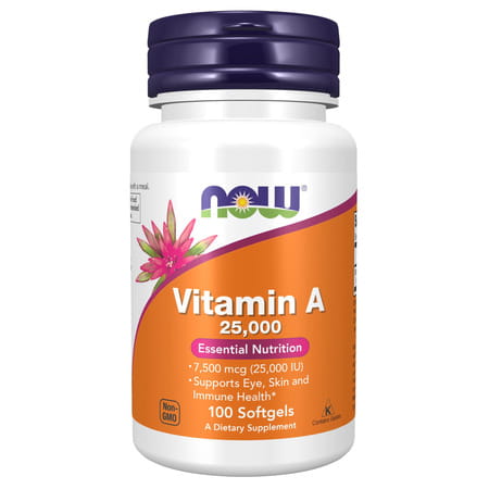 Now Supplements | Vitamin A (Fish Liver Oil) 25 |000 Iu | Essential Nutrition | 100 Softgels
