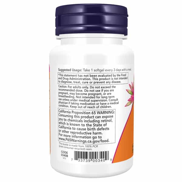 Now Supplements | Vitamin A (Fish Liver Oil) 25 |000 Iu | Essential Nutrition | 100 Softgels