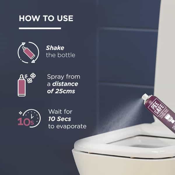 Pee Safe Toilet Seat Sanitizer (Lavender) - Spray - Pack Of 2 75Ml