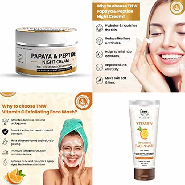 Tnw The Natural Wash Combo With Papaya & Peptide Night Cream & Vitamin C Exfoliating Face Wash