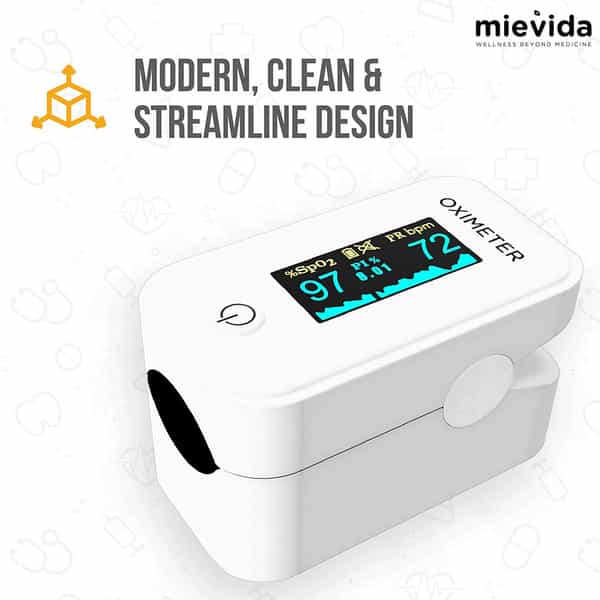 Mievida Finger Tip Pulse Oximeter (Fda & Ce Approved) With Oled Display (White)