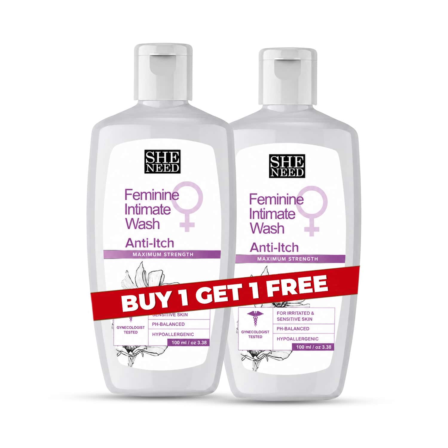 Sheneed Intimate Anti-Itch Wash | Ph-3.5 Oil - 120 Ml (Buy 1 Get 1 Free)