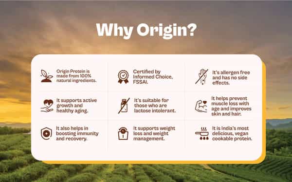 Origin Nutrition 100% Natural Vegan Plant Protein Powder Vanilla Flavour Gmo Jain 7 Servings 274G