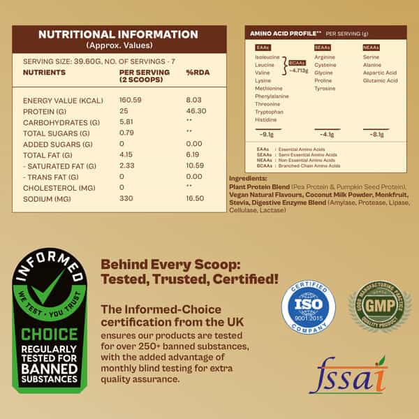 Origin Nutrition 100% Natural Vegan Plant Protein Powder Vanilla Flavour Gmo Jain 7 Servings 274G