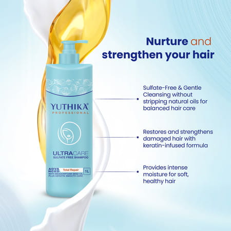 Yuthika Professional Ultracare Sulfate Free Shampoo 1000Ml | Hair Repair Keratin Shampoo