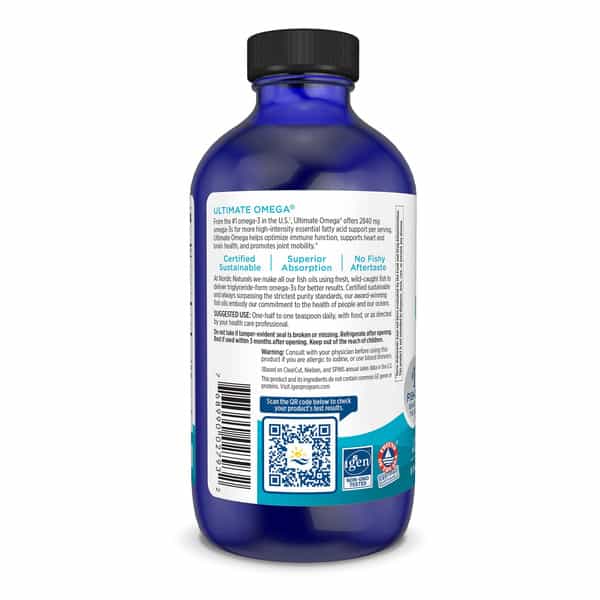 Nordic Naturals Ultimate Omega 3 Fatty Acids Liquid Fish Oil For Men & Women 2840 Mg Epa & Dha 8 Oz