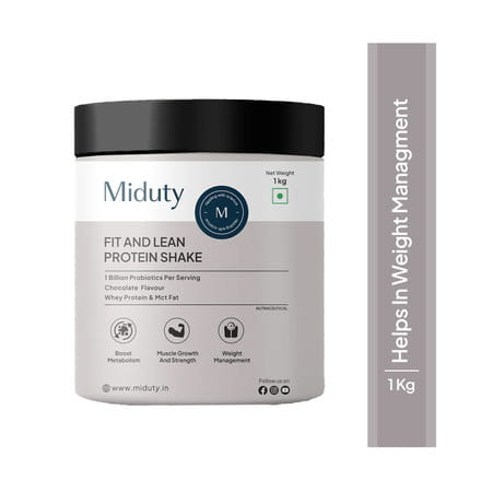 Miduty Fit & Lean Protein Shake -Whey Protein Isolate-Weight Loss-Muscle Recovery-Chocolate - 1kg