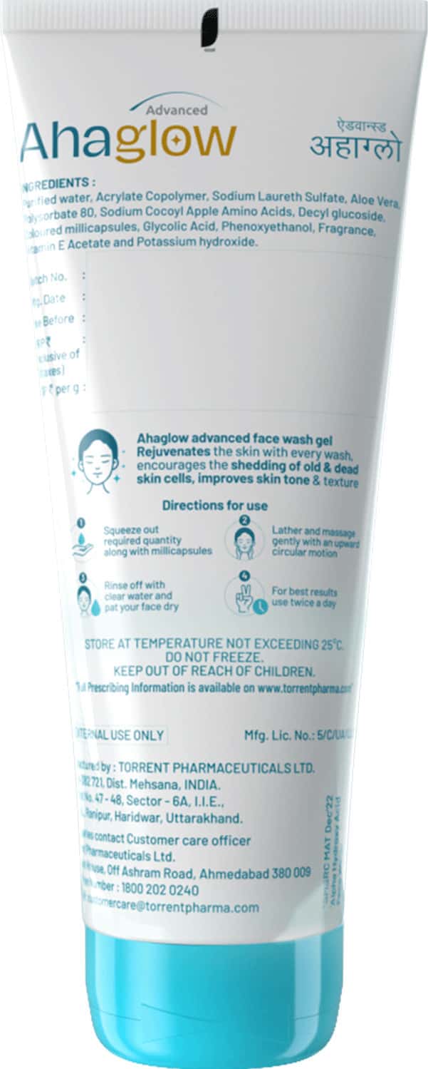Buy AHAGLOW ADVANCED TUBE OF 200GM FACE WASH GEL Online & Get Upto 60