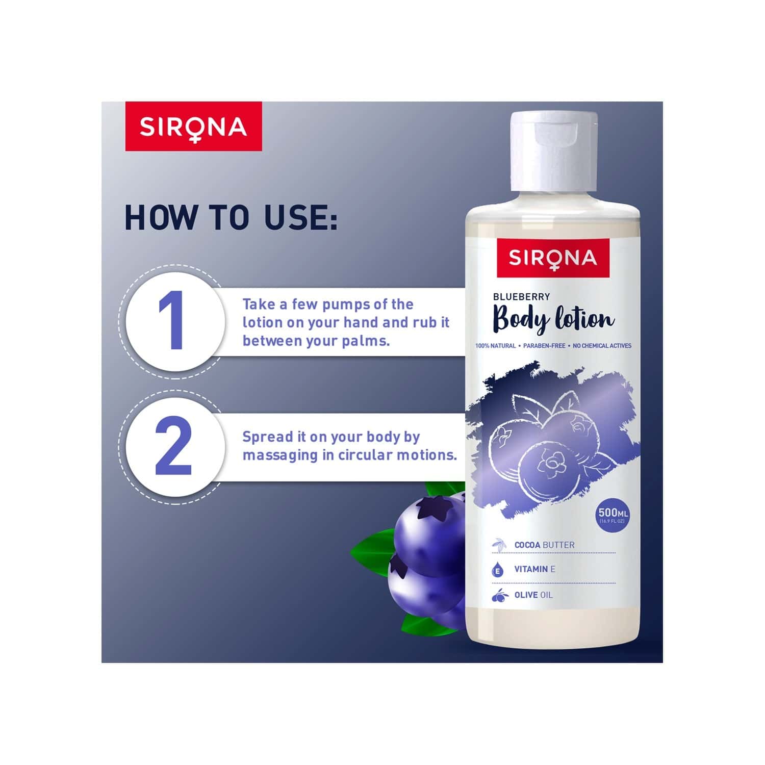 Buy SIRONA NATURAL BLUEBERRY BODY LOTION WITH COCOA BUTTER VITAMIN E