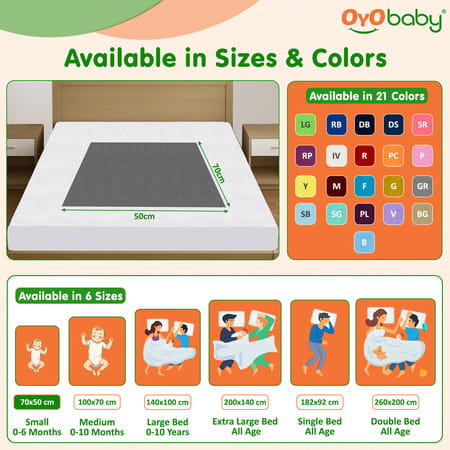 Oyo Baby Baby Small | Waterproof Dry Sheet For Newborn 6 Months Soft & Reusable 70X50 Cm (Pack Of 2)