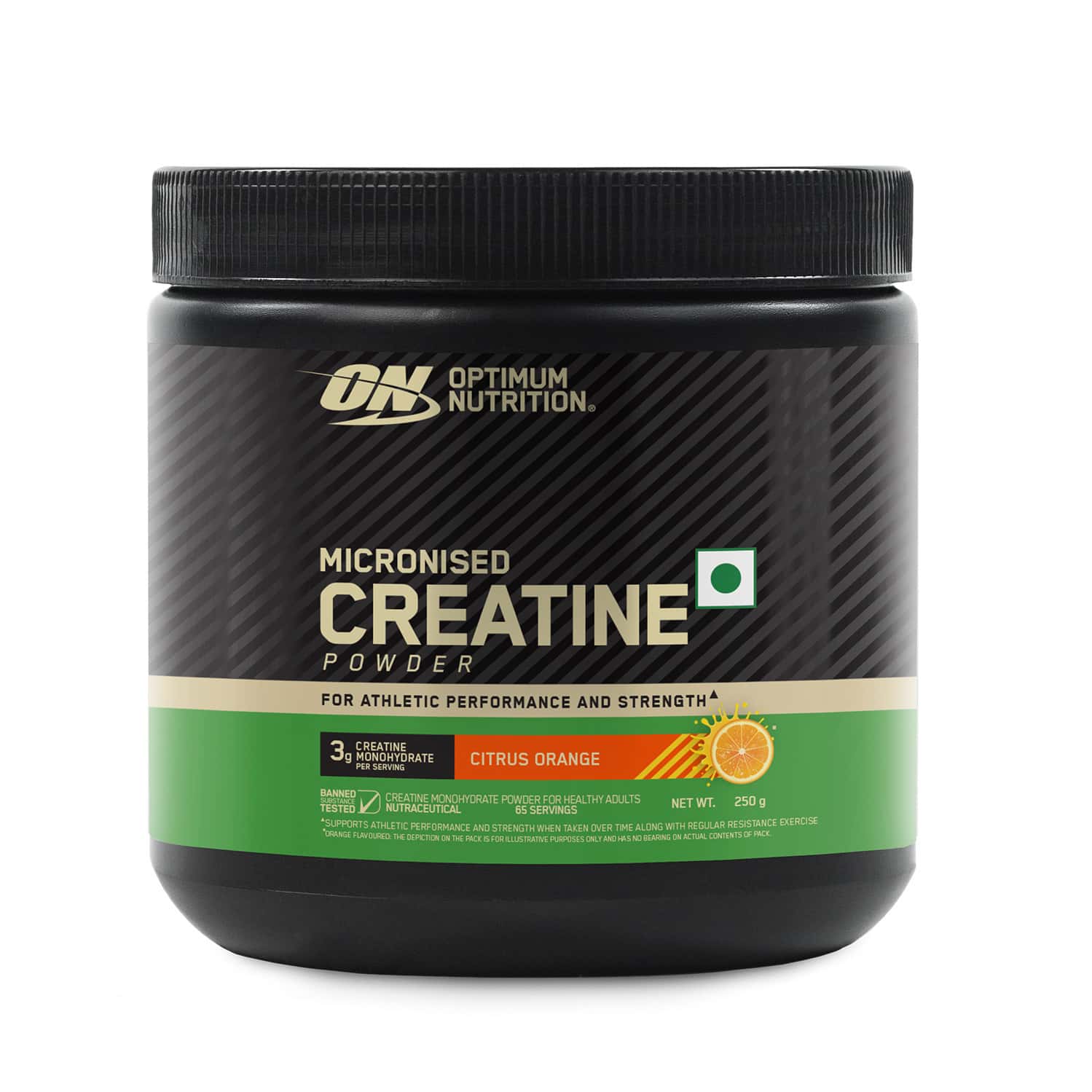 Optimum Nutrition (on) Micronized Creatine Powder Citrus Orange Jar 250 Gram