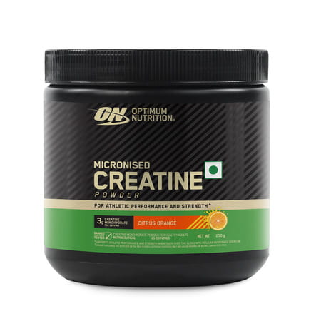 Optimum Nutrition (On) Micronized Creatine Powder Citrus Orange Jar 250 Gram
