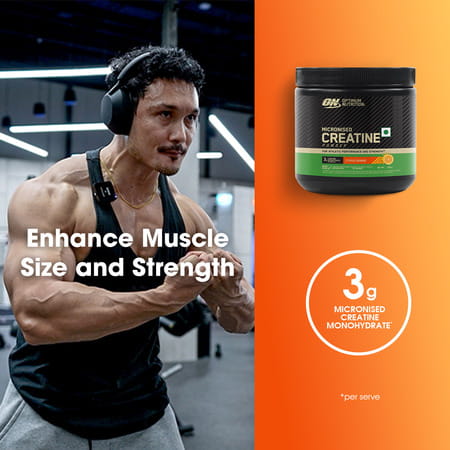 Optimum Nutrition (On) Micronized Creatine Powder Citrus Orange Jar 250 Gram