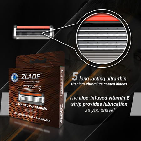 Zlade Hyperglide5 Men'S Razor Cartridges - Pack Of 2