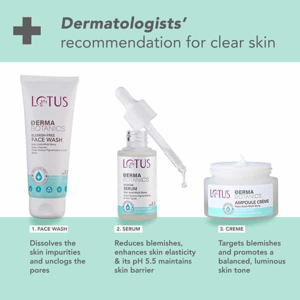 Lotus Dermabotanics Kojic Acid + Multi Berry Blemish Free Facewash | For Sensitive Skin | 100G