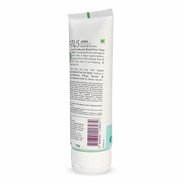 Lotus Dermabotanics Kojic Acid + Multi Berry Blemish Free Facewash | For Sensitive Skin | 100G