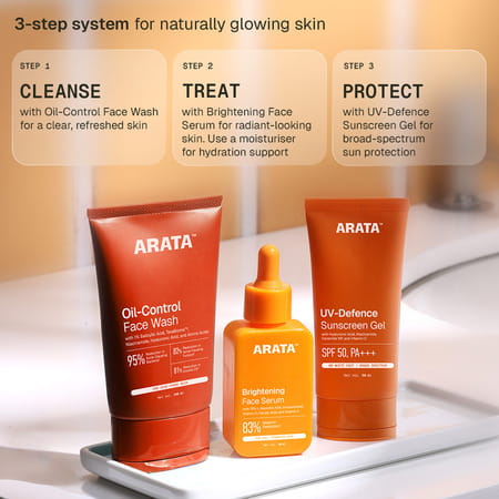 Arata Sunscreen Gel | Spf 50 Pa+++ | Niacinamide & Ceramide | Dewy| No White Cast | 50 Ml