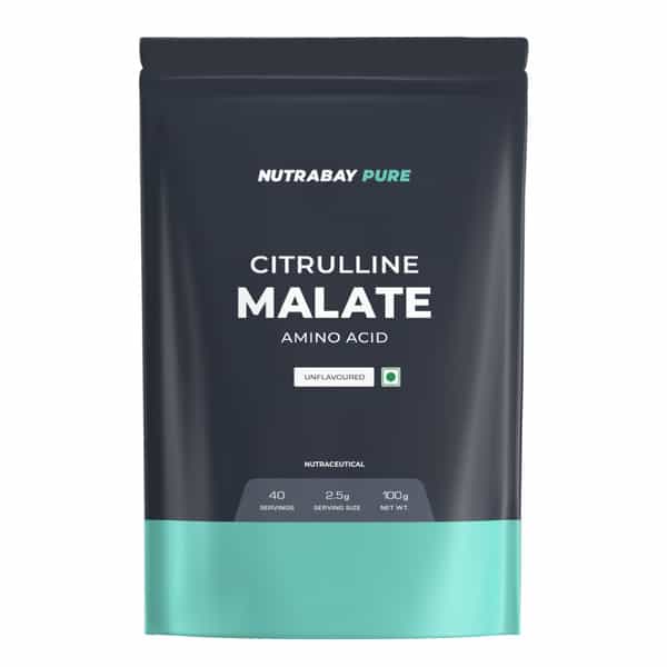 Nutrabay Pure 100% Citrulline Malate Powder | Pre Workout Supplement|Unisex - 100G | Unflavoured