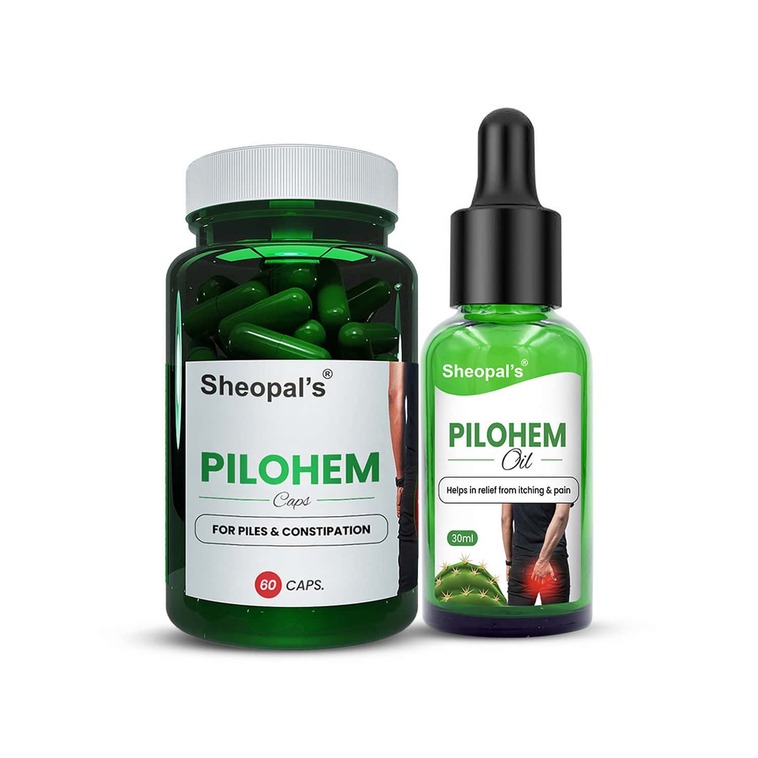 Sheopal's Ayurvedic Pilohem 60 Capsules With Pilohem Aid 30ml Oil - Pack Of 1