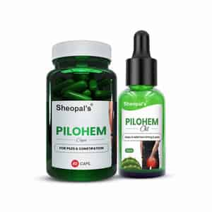 Sheopal's Ayurvedic Pilohem 60 Capsules With Pilohem Aid 30ml Oil - Pack Of 1