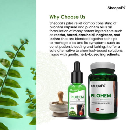 Sheopal'S Ayurvedic Pilohem 60 Capsules With Pilohem Aid 30ml Oil - Pack Of 1