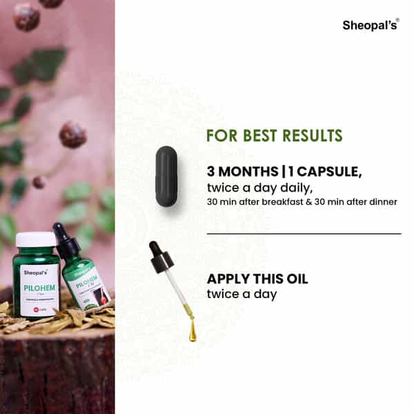Sheopal's Ayurvedic Pilohem 60 Capsules With Pilohem Aid 30Ml Oil - Pack Of 1