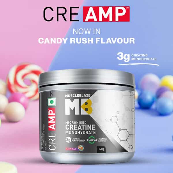 Muscleblaze Micronised Creatine Monohydrate Creamp Powder | Candy Rush (30 Servings | 120G)