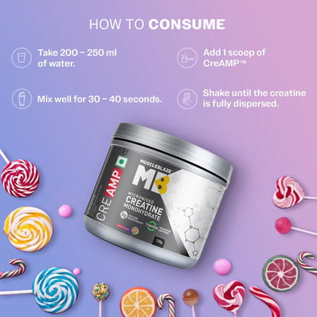 Muscleblaze Micronised Creatine Monohydrate Creamp Powder | Candy Rush (30 Servings | 120G)