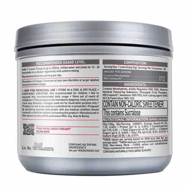 Muscleblaze Micronised Creatine Monohydrate Creamp Powder | Candy Rush (30 Servings | 120G)