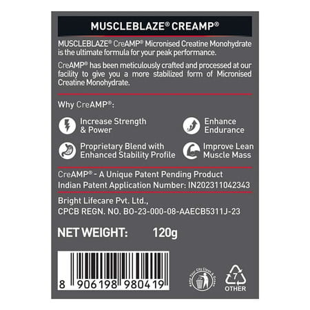 Muscleblaze Micronised Creatine Monohydrate Creamp Powder | Candy Rush (30 Servings | 120G)