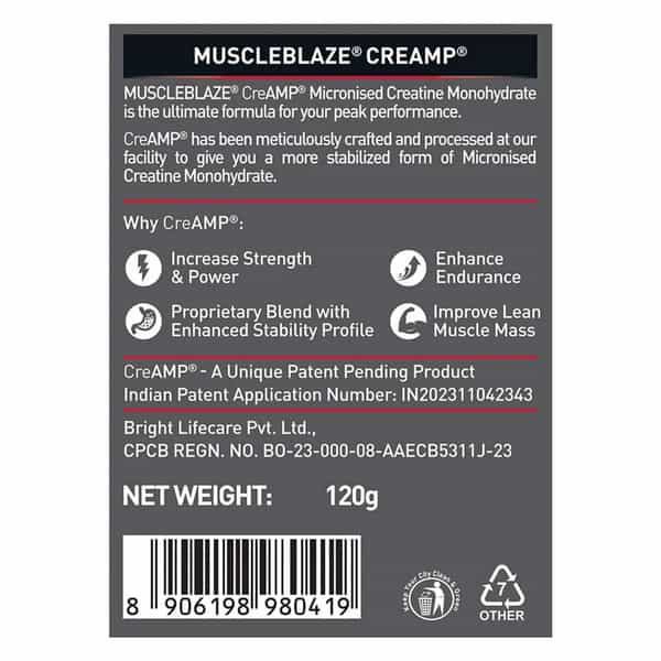 Muscleblaze Micronised Creatine Monohydrate Creamp Powder | Candy Rush (30 Servings | 120G)