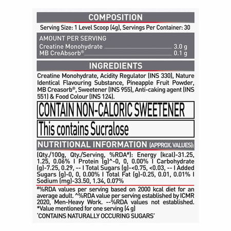 Muscleblaze Micronised Creatine Monohydrate Creamp Powder | Candy Rush (30 Servings | 120G)