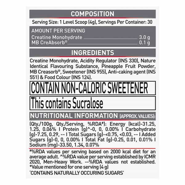 Muscleblaze Micronised Creatine Monohydrate Creamp Powder | Candy Rush (30 Servings | 120G)