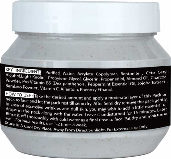 Roots & Stems Charcoal Anti Pollution Facial Pack For Radiant & Clear Skin & Tightens Pores 500G