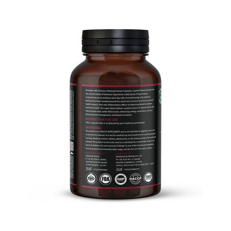 Denzour Nutrition Beetroot Extract 1000mg | Natural Plant - Based Energy Support | 60 Veg Capsules