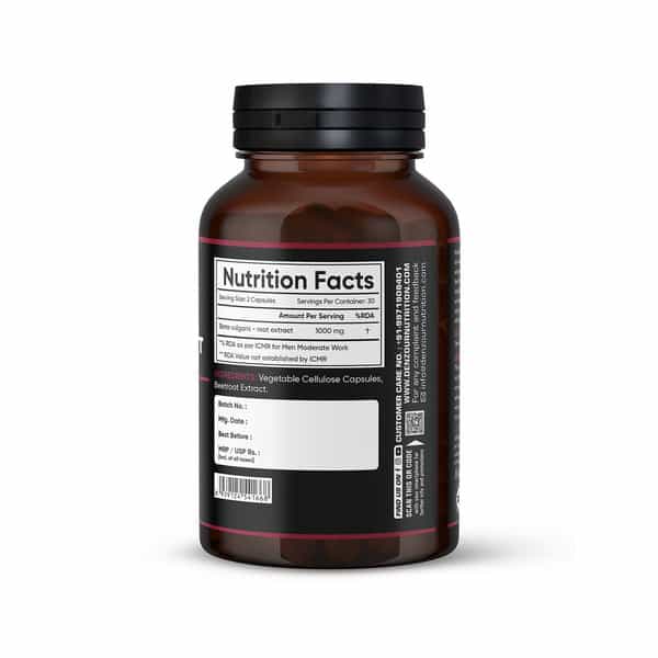 Denzour Nutrition Beetroot Extract 1000Mg | Natural Plant - Based Energy Support | 60 Veg Capsules
