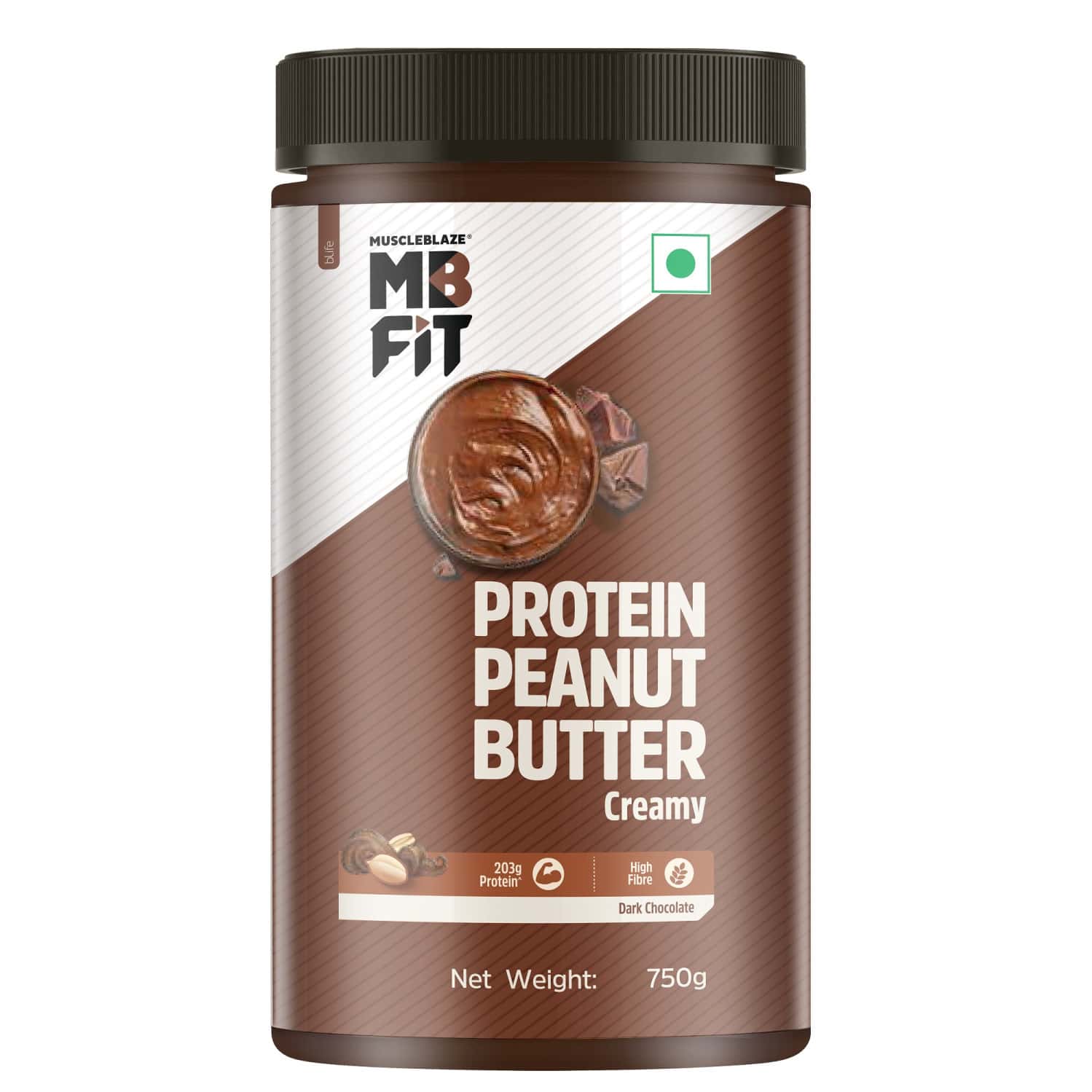 Muscleblaze High Protein Peanut Butter | Creamy | 27 G Protein | Dark Chocolate Spread | 750 G