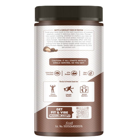 Muscleblaze High Protein Peanut Butter | Creamy | 27 G Protein | Dark Chocolate Spread | 750 G