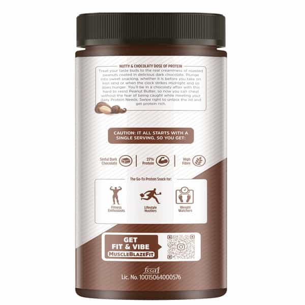 Muscleblaze High Protein Peanut Butter | Creamy | 27 G Protein | Dark Chocolate Spread | 750 G