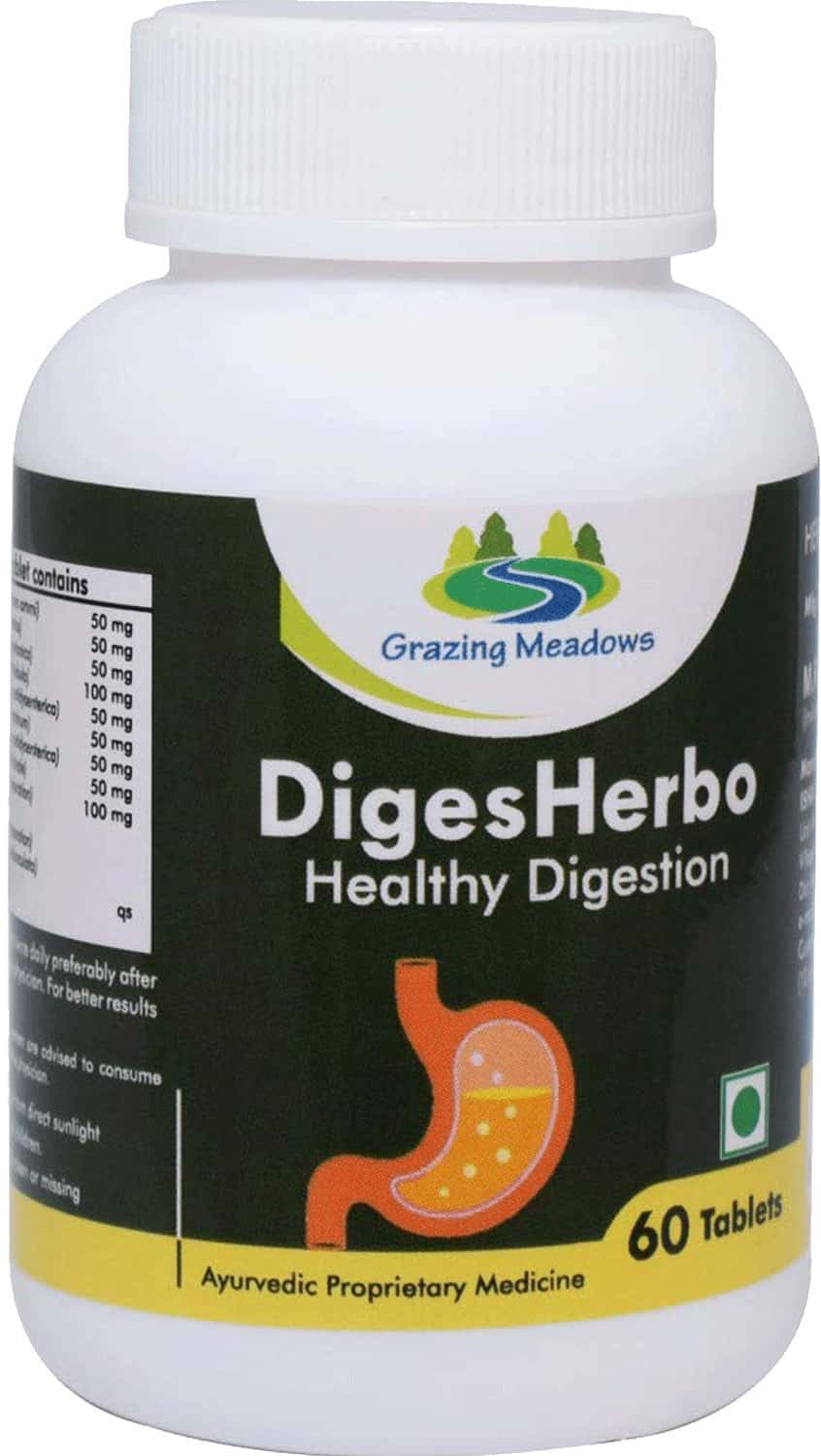 Grazing Meadows Digesherbo 60 Tab Ayurvedic Herbal Supplement For Healthy Digestion Tab (Pack Of 5)