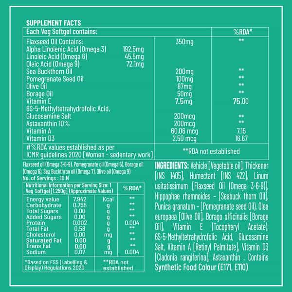 Jubilant Nutrihance Multiomega 100% Vegan Omega (10 Veg Softgels) For Heart & Nerve Renal Health
